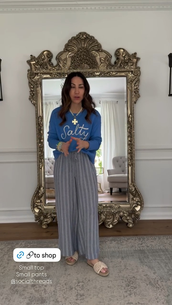 Small sweater. Small striped pants.

#LTKOver40 #LTKPetite