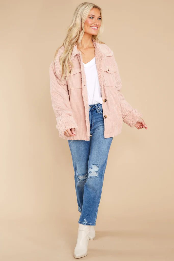 Find Your Groove Light Pink Corduroy Jacket | Red Dress 