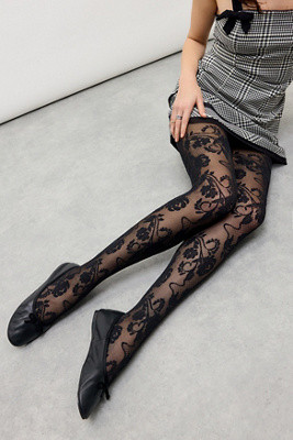 Collants en dentelle Fleur Out From Under en Noir taille: Small/Medium | Urban Outfitters FR