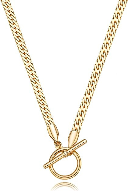 Foxgirl Tennis Necklace 18k Gold Plated Sparkling Tennis Choker Baguette Cubic Zirconia Tennis Ne... | Amazon (US)