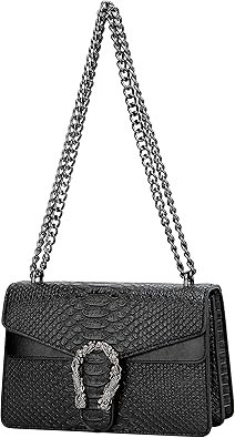 Crossbody Shoulder Evening Bag for Women - Snake Printed Leather Messenger Bag Chain Strap Clutch... | Amazon (US)