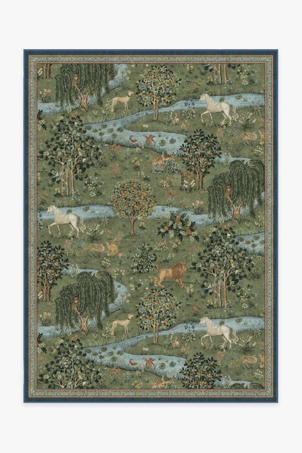 Morris & Co. Owl & Willow Green Premium Rug | Ruggable