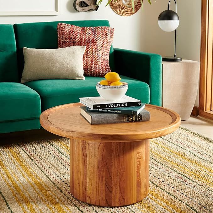 Safavieh Home Devin Natural Pedestal Round Coffee Table | Amazon (US)