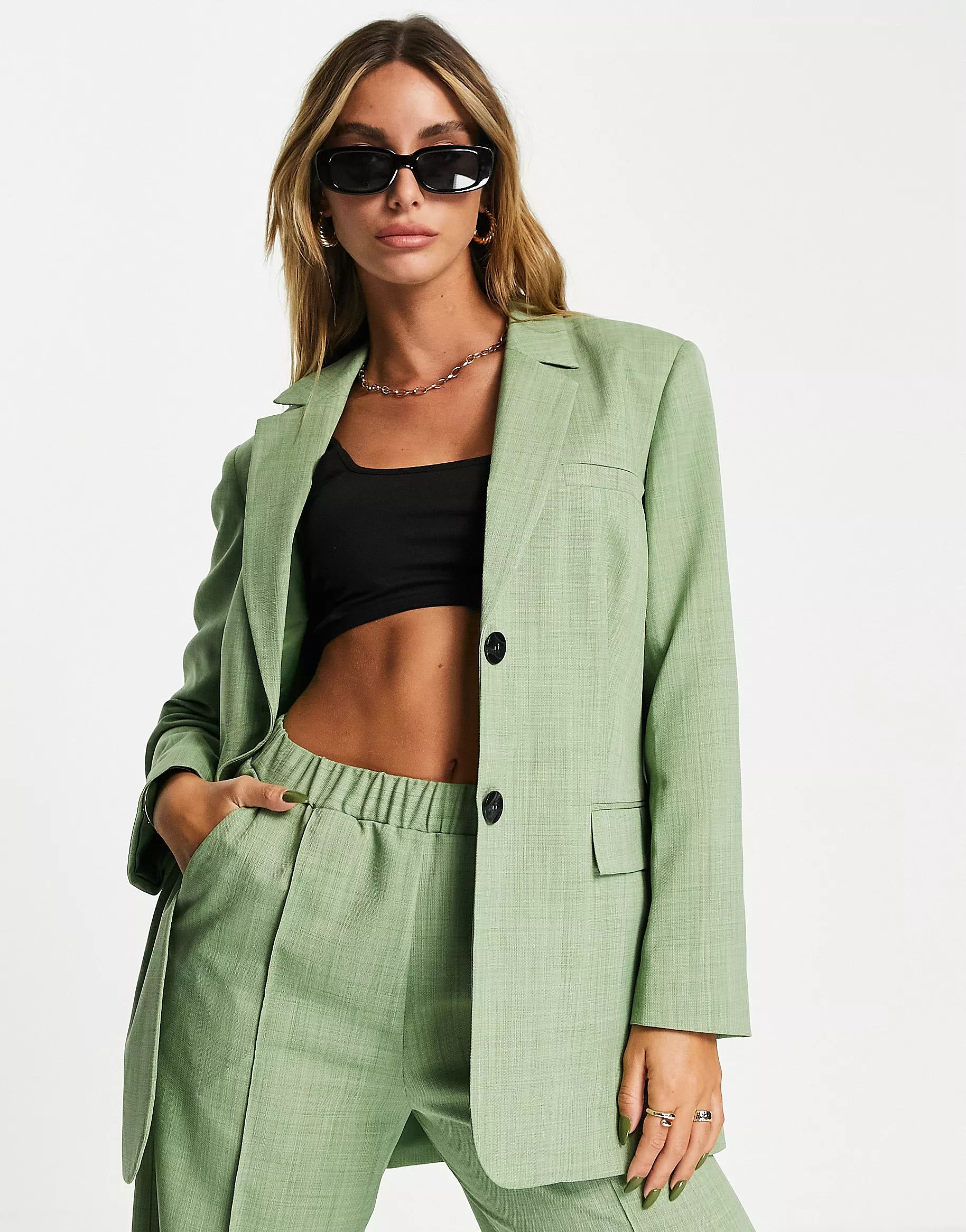 ASOS DESIGN straight suit blazer in green | ASOS (Global)
