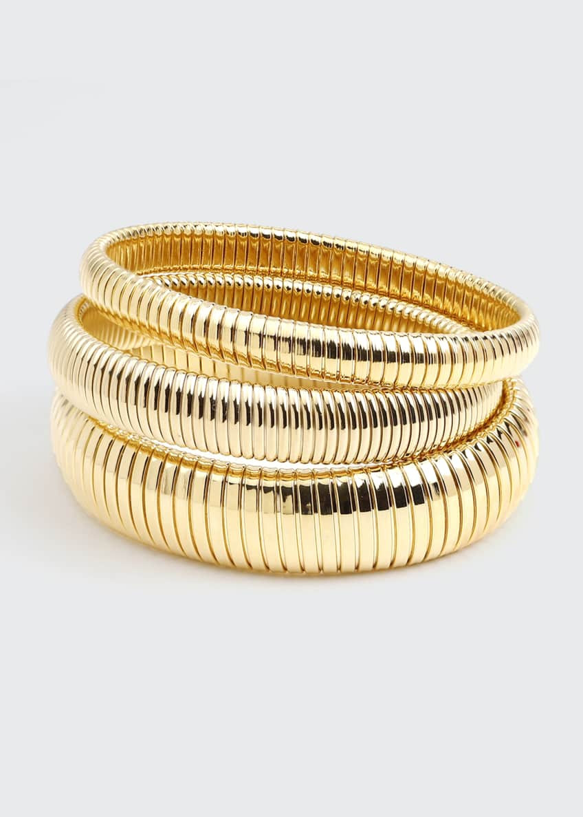 Cobra Elastic Bracelets, Set of 3, Gold | Bergdorf Goodman