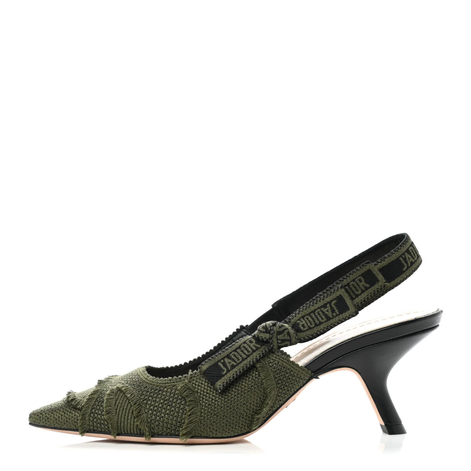 CHRISTIAN DIOR Canvas Embroidered Camouflage J'Adior Slingback Pumps 37 Green | FASHIONPHILE (US)