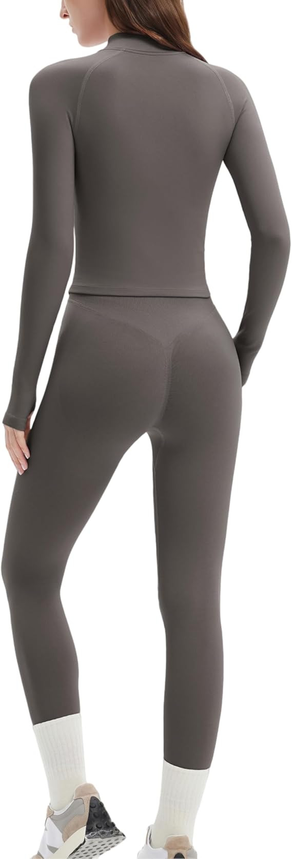 SUUKSESS Workout Sets for Women 2 Piece Seamless Long Sleeve Yoga Outfits Active Leggings Half Zi... | Amazon (US)