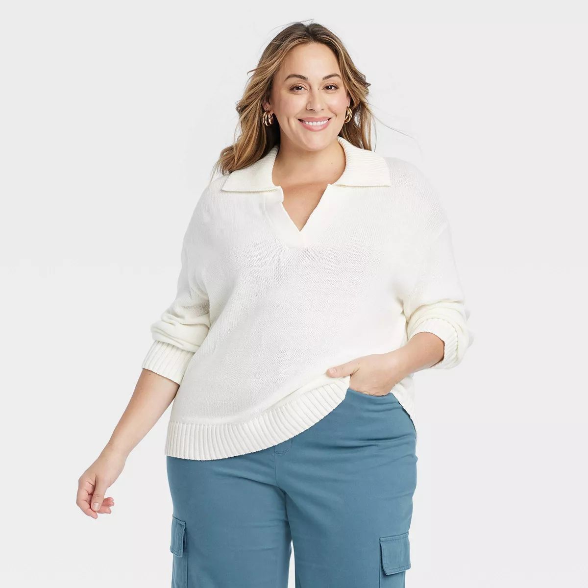 Women's Open Collar Sweater - Ava & Viv™ | Target