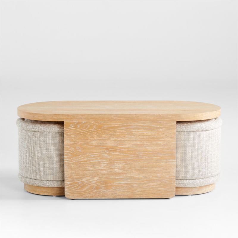 Union Oval Nesting Coffee Table with Stools + Reviews | Crate and Barrel | Crate & Barrel