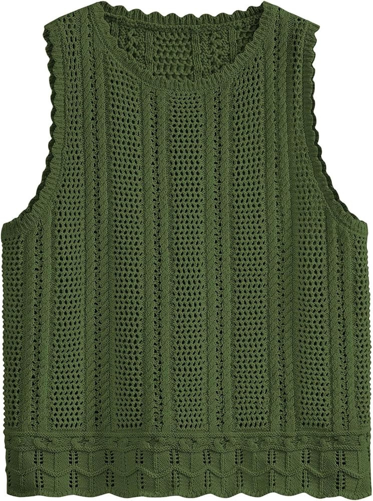 KIRUNDO Beach Vacation Clothes for Women Spring Summer Crochet Sweater Vest Tank Tops Cover Ups R... | Amazon (US)