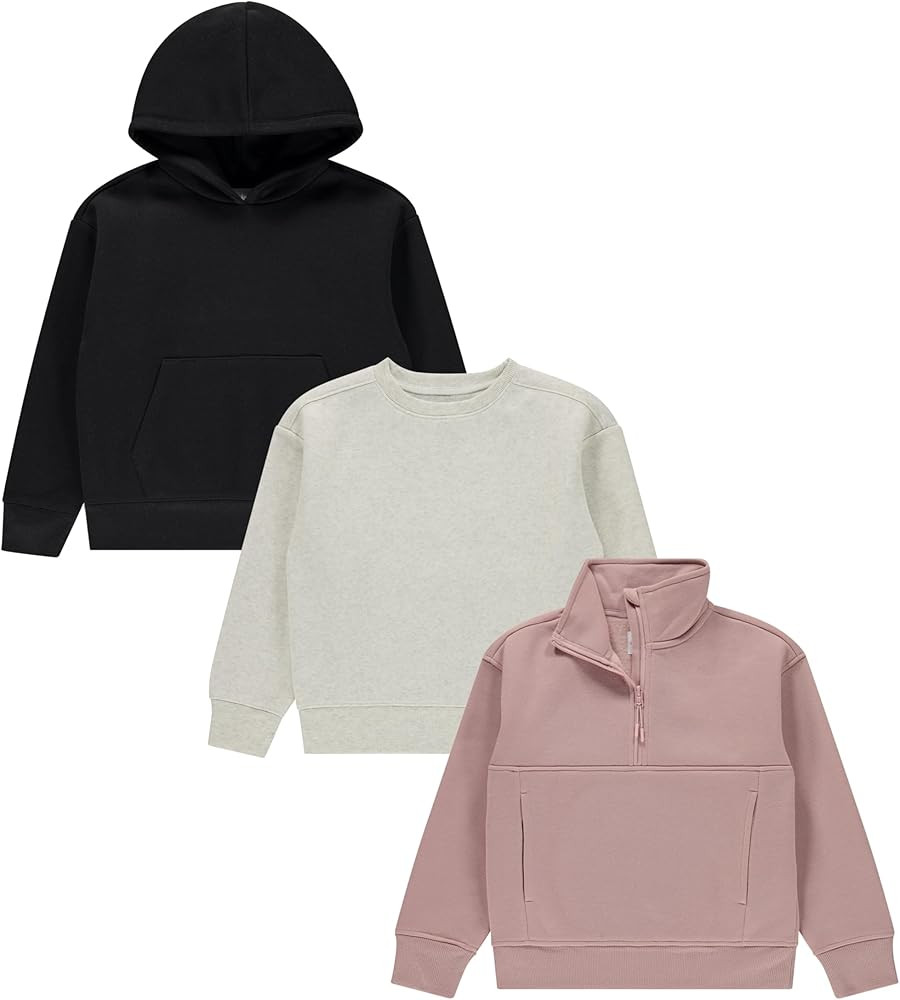 PURE CHAMP Girls Sweatshirt 3 Pack Hoodie for Teen Girls Crewneck Sweatshirt Quarter Zip hoodies ... | Amazon (US)