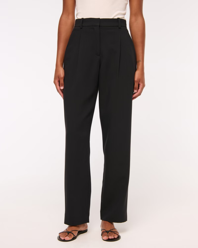 Curve Love A&F Quinn Tailored Straight Pant | Abercrombie & Fitch (US)