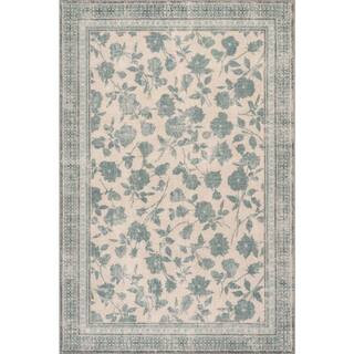 Padma Lakshmi X Rugs Botanica Hand-Tufted Botanical Wool-Blend Teal 9 ft. x 12 ft. Indoor Area Ru... | The Home Depot