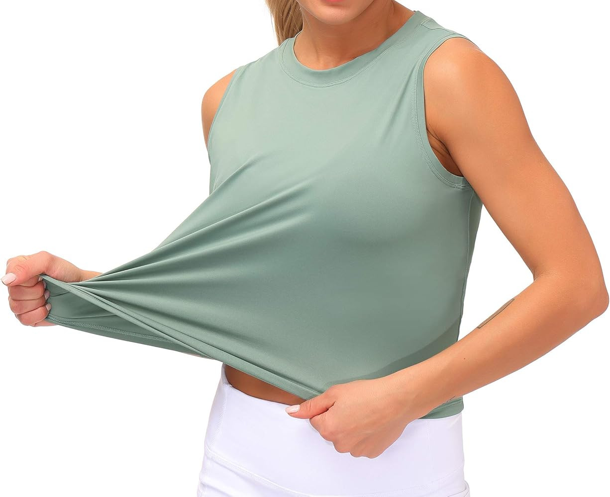 Dragon Fit Women Sleeveless Yoga Tops Workout Cool T-Shirt Running Short Tank Crop Tops | Amazon (US)
