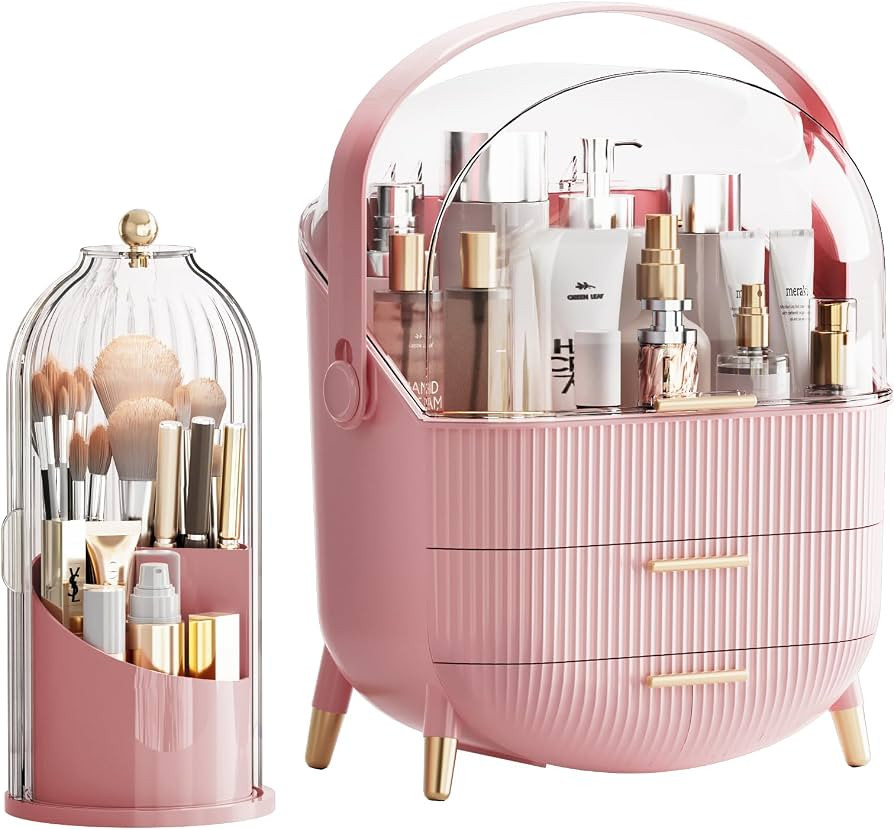 fanado Makeup Organizers Countertop, Makeup organization for Vanity, Cosmetic Storage with Lid an... | Amazon (US)