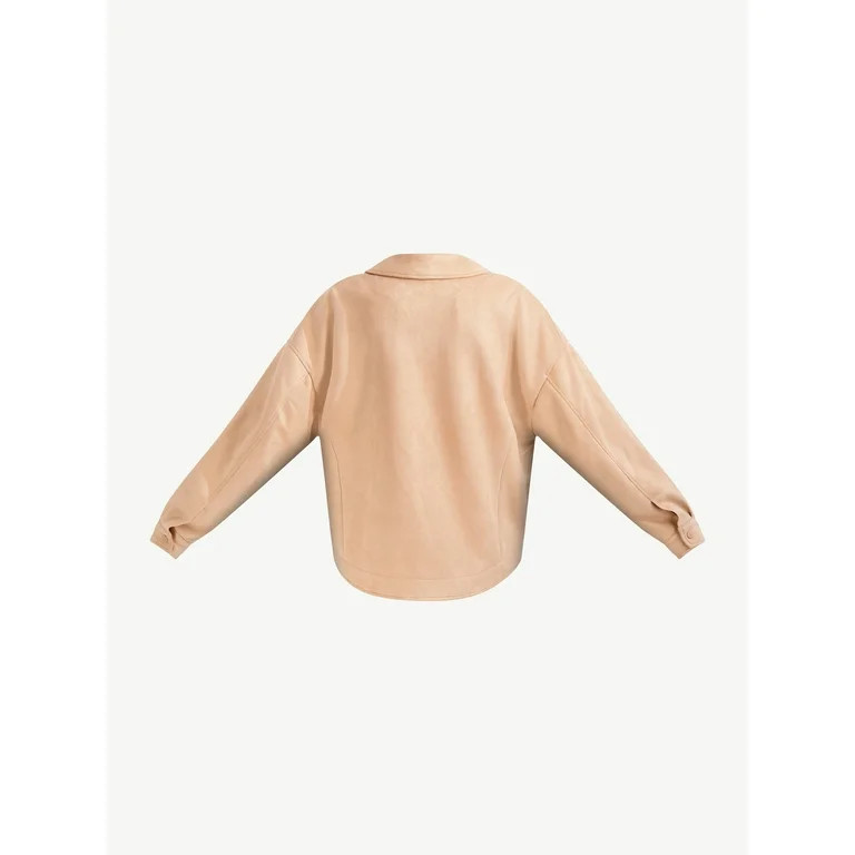 Scoop Women's Oversized Cropped Faux Suede Jacket | Walmart (US)