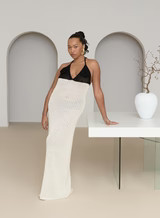 Cream And Black Knit Corsage Maxi Dress- Orchid | 4th & Reckless