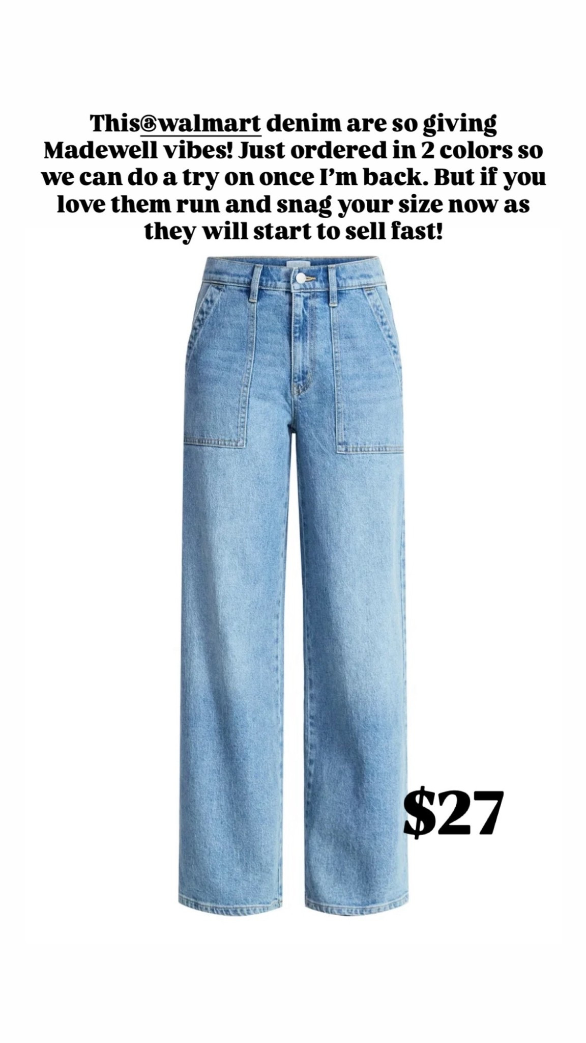 $27 Walmart denim that is so giving me designer vibes! Runnnn, it will sell out fast!

#LTKOver40 #LTKSeasonal