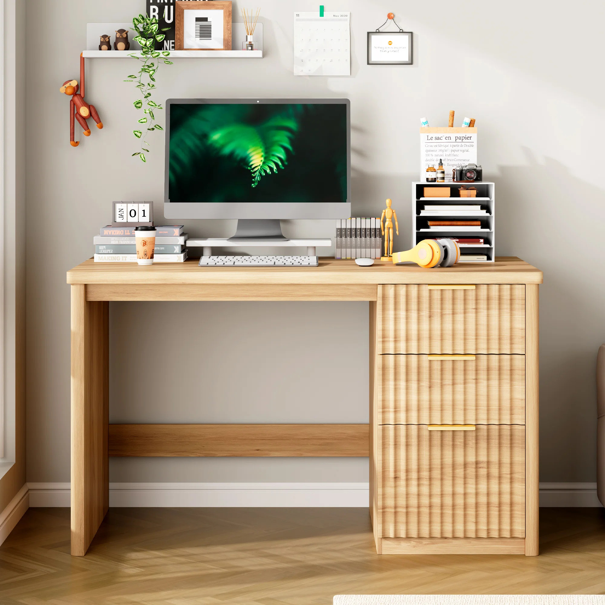 Ebern Designs 47'' Computer Desk With File Drawers And Storage Drawers & Reviews - Wayfair Canada | Wayfair North America