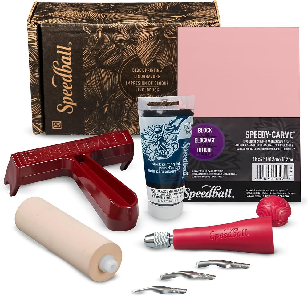 Speedball SuperValue Block Printing Starter Kit - Complete Linocut Set with Carving Block, Ink, B... | Amazon (US)