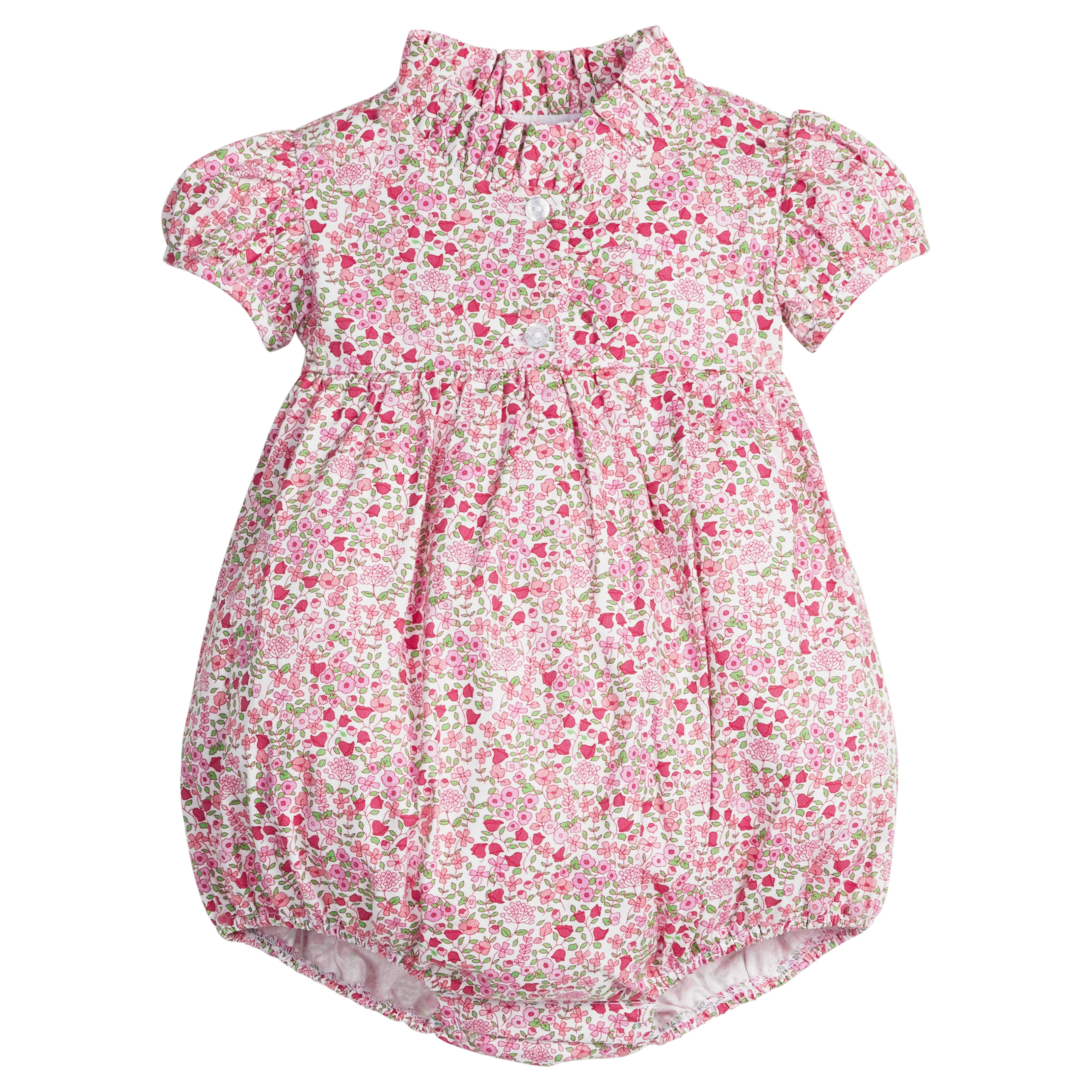 Baby Girl Pink Floral Birdie Bubble for Fall | Little English