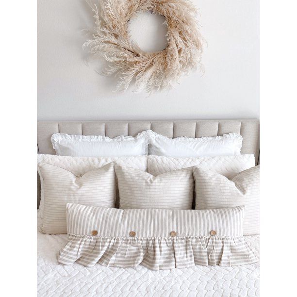 My Texas House Daphne 12" x 36" Taupe Stripe Cotton Oblong Decorative Pillow (1 Count) - Walmart.... | Walmart (US)