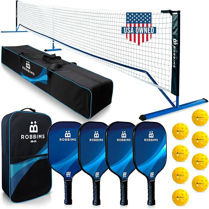 Portable Pickleball Set with Net | 4 USAPA Approved Graphite Paddles, Duffle Bag, Regulation Size... | Amazon (US)