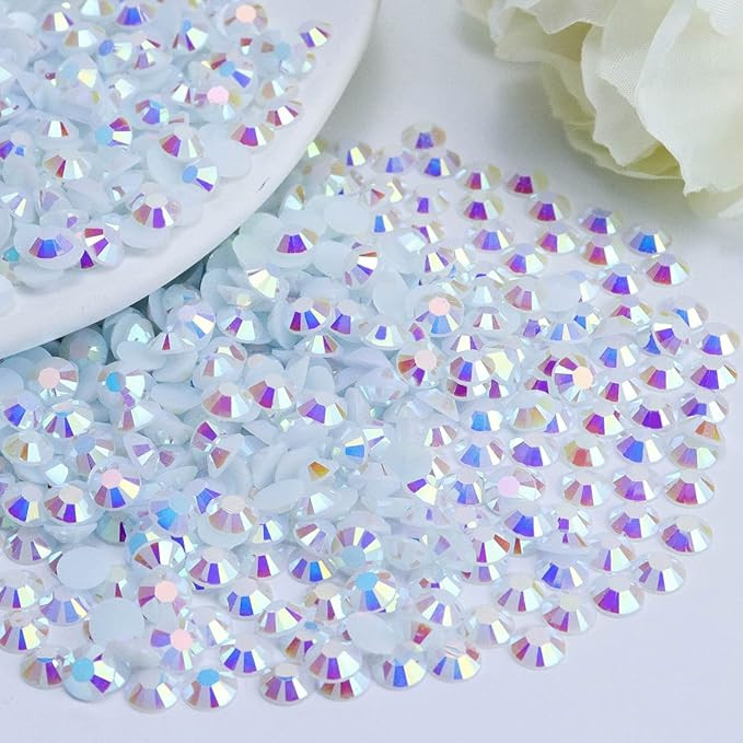 2000PCS 4mm Resin Flatback Rhinestone, Pure White AB Color Flatback Jelly Resin Rhinestones for M... | Amazon (US)