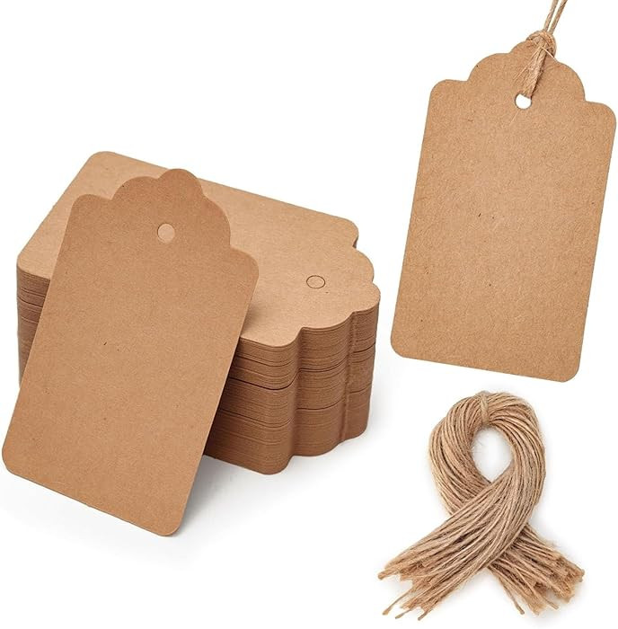 SallyFashion 100pcs Gift Tags with String Attached, 1.7 x 2.8 inch Kraft Paper Hang Tags for Clot... | Amazon (US)