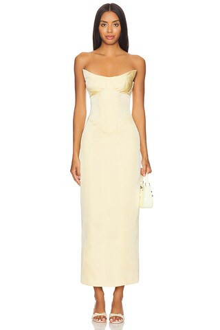 nastyamasha Maxi Satin Dress in Butter Yellow from Revolve.com | Revolve Clothing (Global)