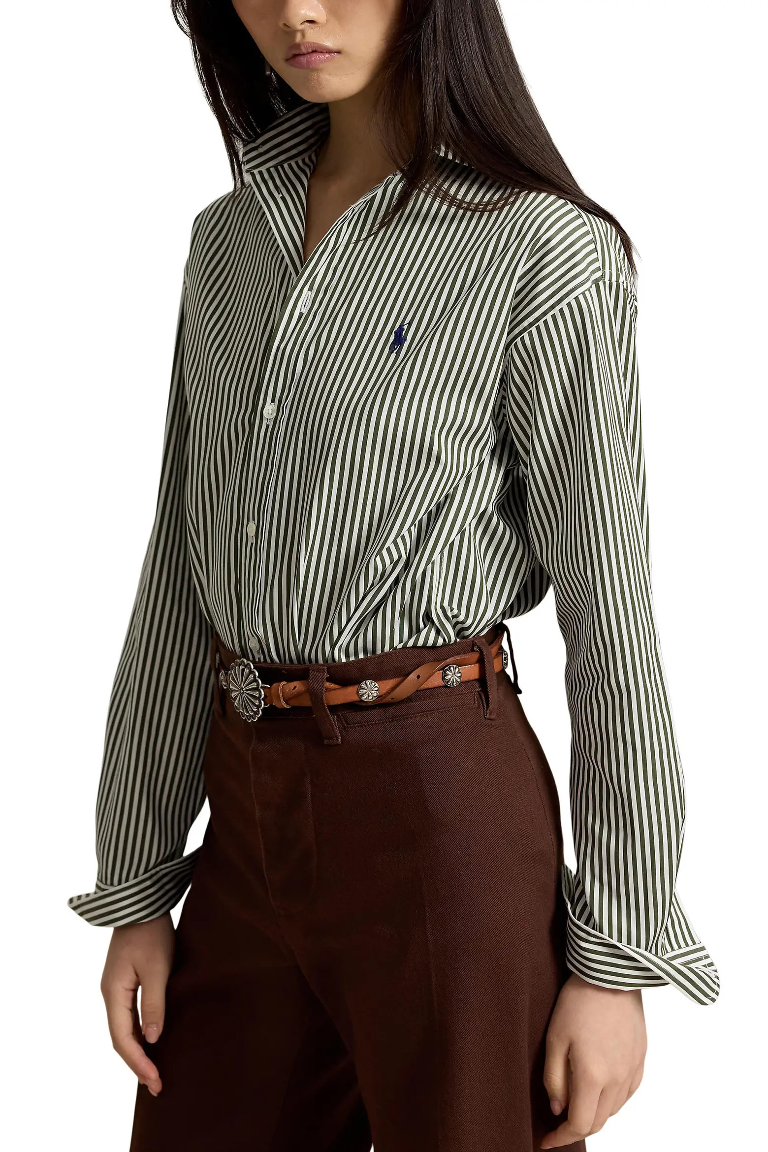 Polo Ralph Lauren Stripe Relaxed Fit Cotton Button-Up Shirt (Women) | Nordstrom | Nordstrom