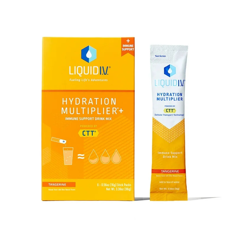 Liquid I.V. Hydration Multiplier+ Immune Support, Tangerine, 6 Ct, Electrolyte Powder Packet Drin... | Walmart (US)