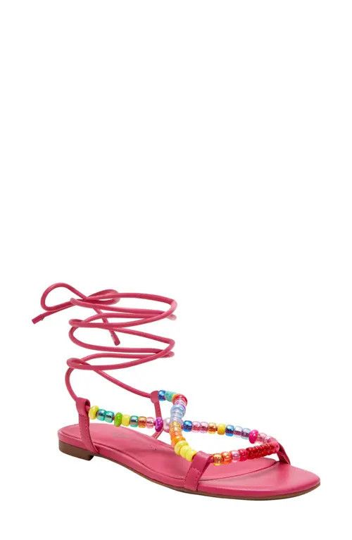 Katy Perry The Halie Bead Ankle Tie Sandal in Fuchsia Pink at Nordstrom, Size 9.5 | Nordstrom