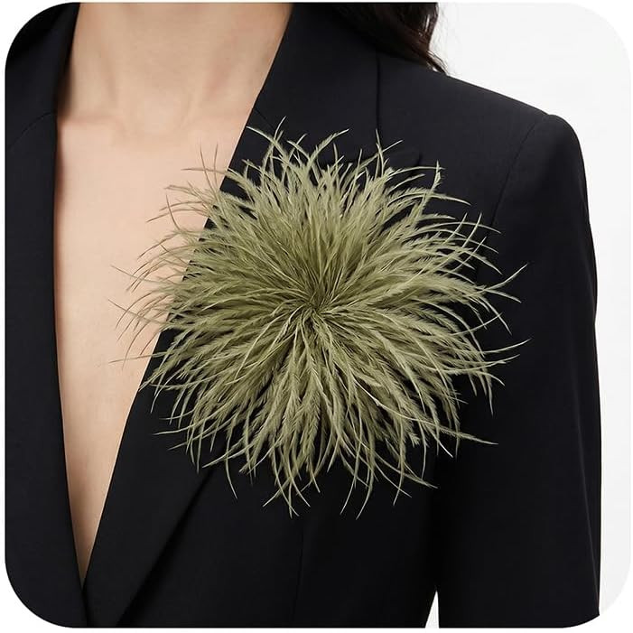 190mm Ostrich Feather Flower Brooch Pin for Women Men Extra Large Fluffy Large Feather Floral Corsage Hair Clip Lapel Pin Wedding Party Banquet Prom Derby Hat Jewelry | Amazon (US)