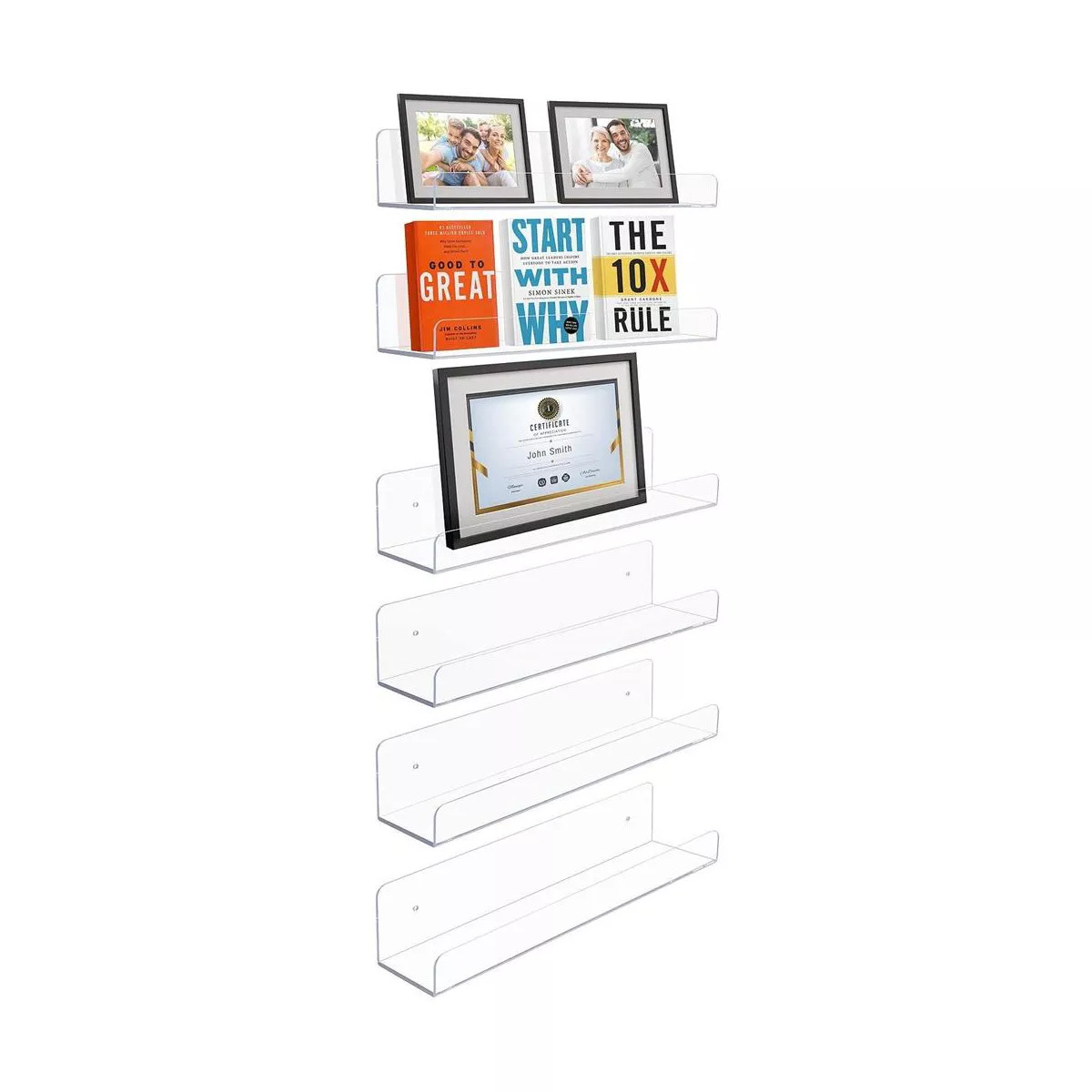 Sorbus 6 Pack Acrylic Wall Ledge Floating Shelf Rack Organizer - Perfect for Displaying books, de... | Target