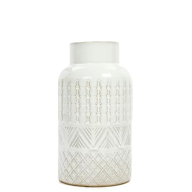 Better Homes and Gardens Cream Ceramic Textured Vase, Multiple Sizes | Walmart (US)