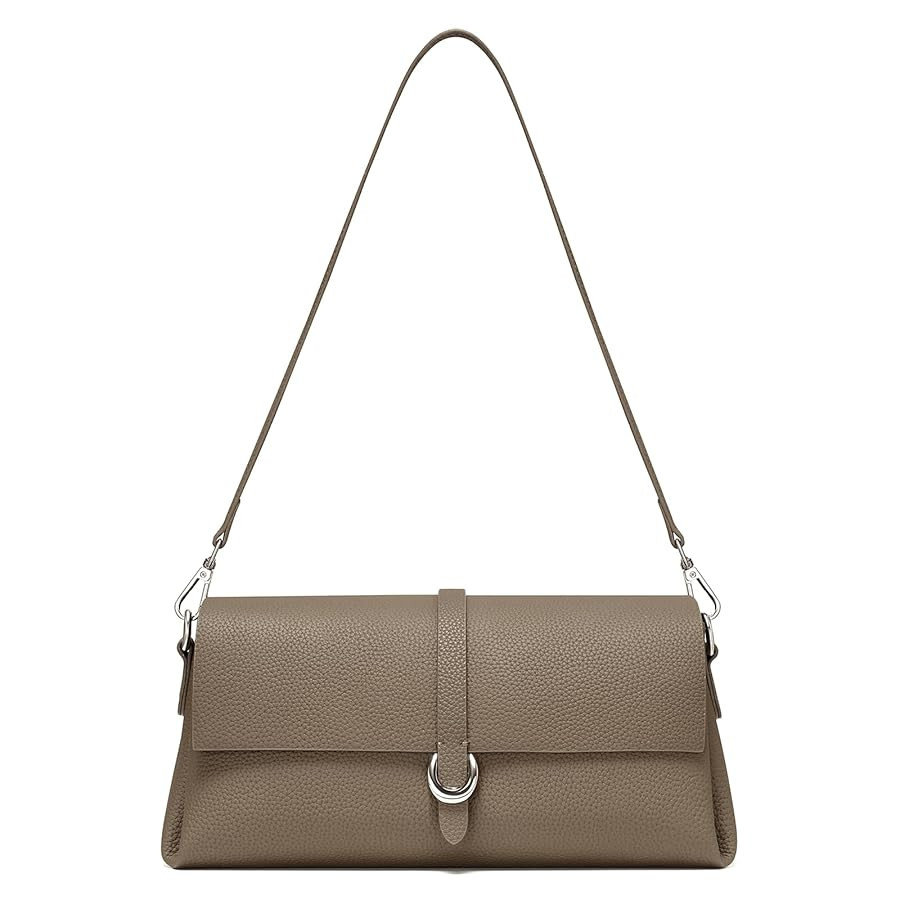 Genuine Leather Clutch Purses for Women Shoulder Bag Trendy Top-Handle Handbags with 2 Adjustable... | Amazon (US)