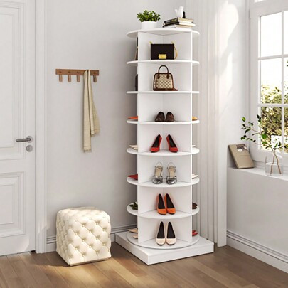Rotating Shoe Rack Tower, 7-Tier Spinning Shoe Rack, Free Standing 360Â° Revolving Shoe Organizer Can Hold 28 Pairs Of Shoes For Entryway Living Room | SHEIN