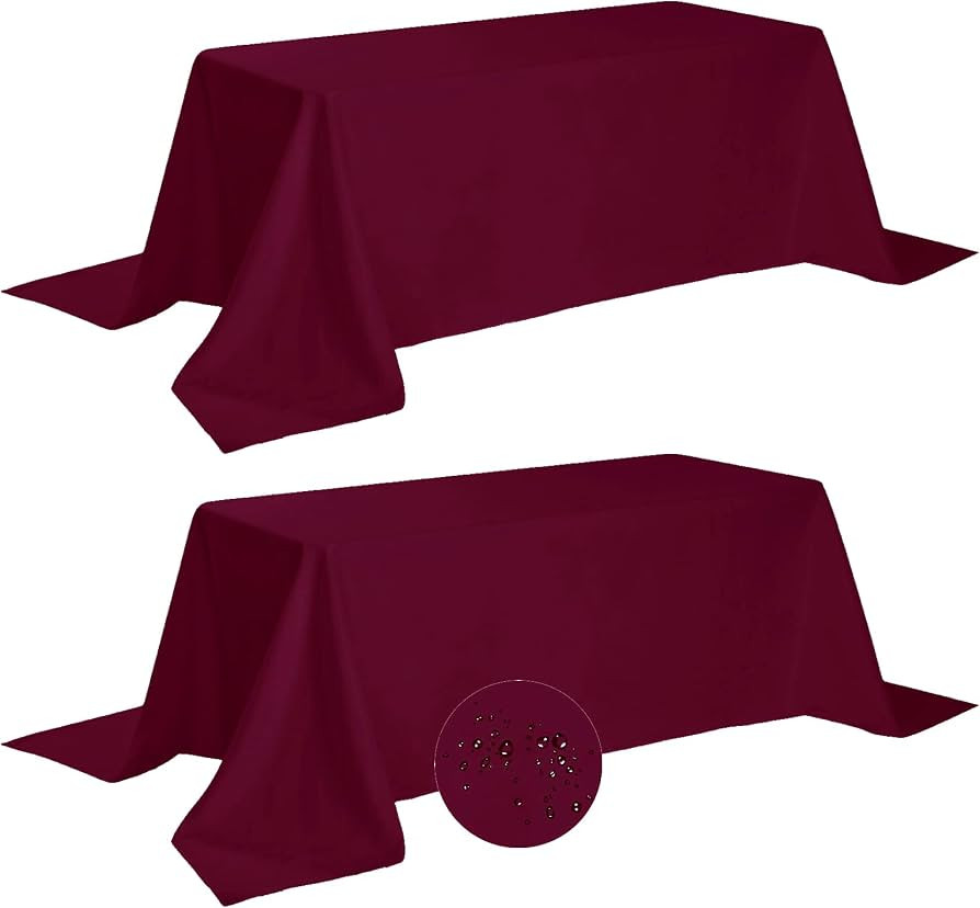 Fokitut 2 Pack Waterproof Rectangle Tablecloth, 90x132 Inch,Stain Resistant and Wrinkle Polyester... | Amazon (US)