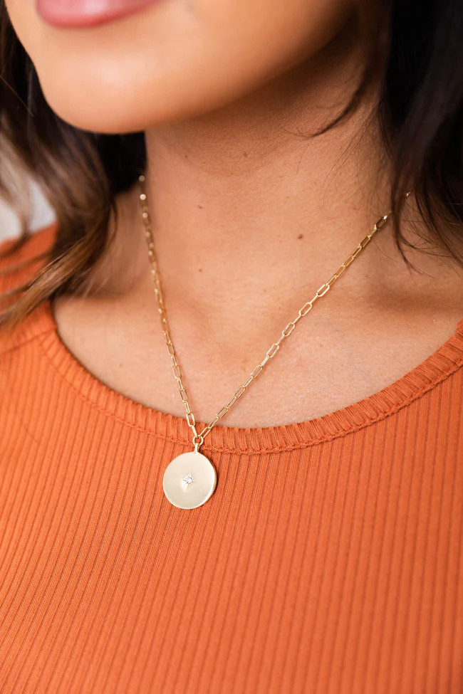 North Star Charm Gold Necklace | Pink Lily