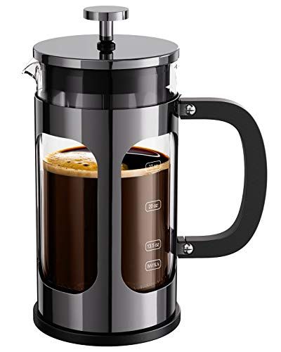 BAYKA French Press Coffee Maker, Glass 304 Stainless Steel Coffee Press, Cold Brew Heat Resistant Th | Amazon (US)