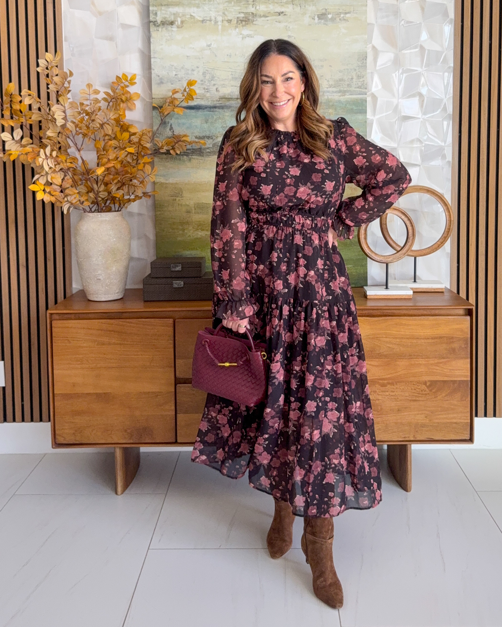 A romantic dark floral maxi + boots 🤎 Such an easy fall dress for so many occasions! #fallfashion #falldress
Wearing tts, L

#LTKSeasonal #LTKOver40 #LTKMidsize