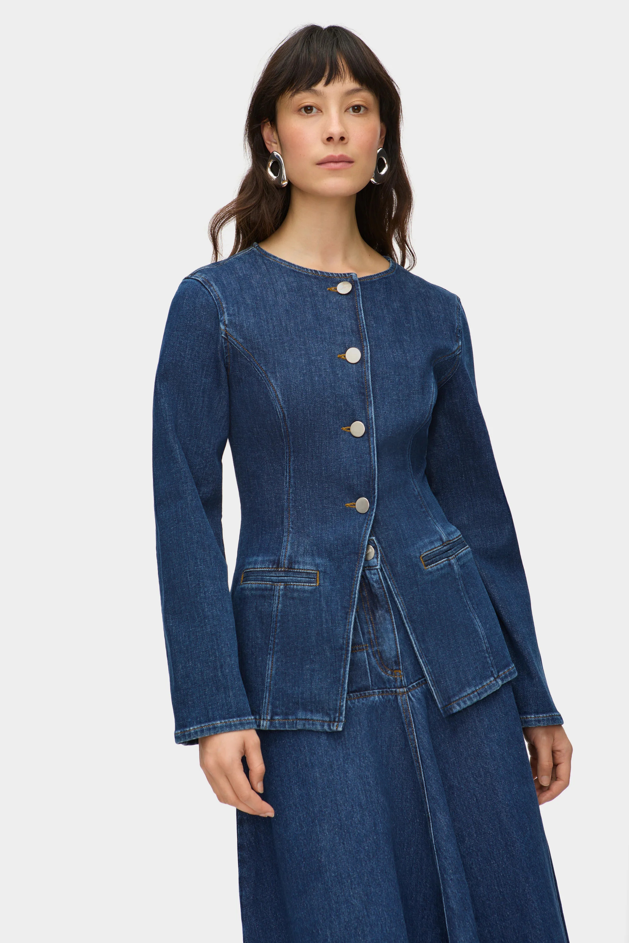 ALIGNE Waisted Denim Blazer - Blue | Daphne | ALIGNE UK & EU