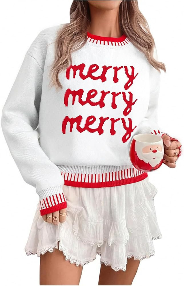 LUKYCILD Merry Christmas Sweaters for Women Ugly Christmas Sweater Xmas Holiday Sweatshirt Knitte... | Amazon (US)