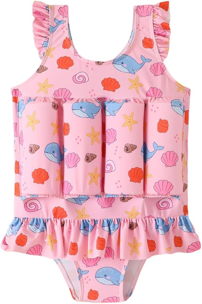 FishingDino Toddler Floatation Swimsuit Girls 1-6T, One Piece Float Suit with Built-in Float, Cut... | Amazon (US)