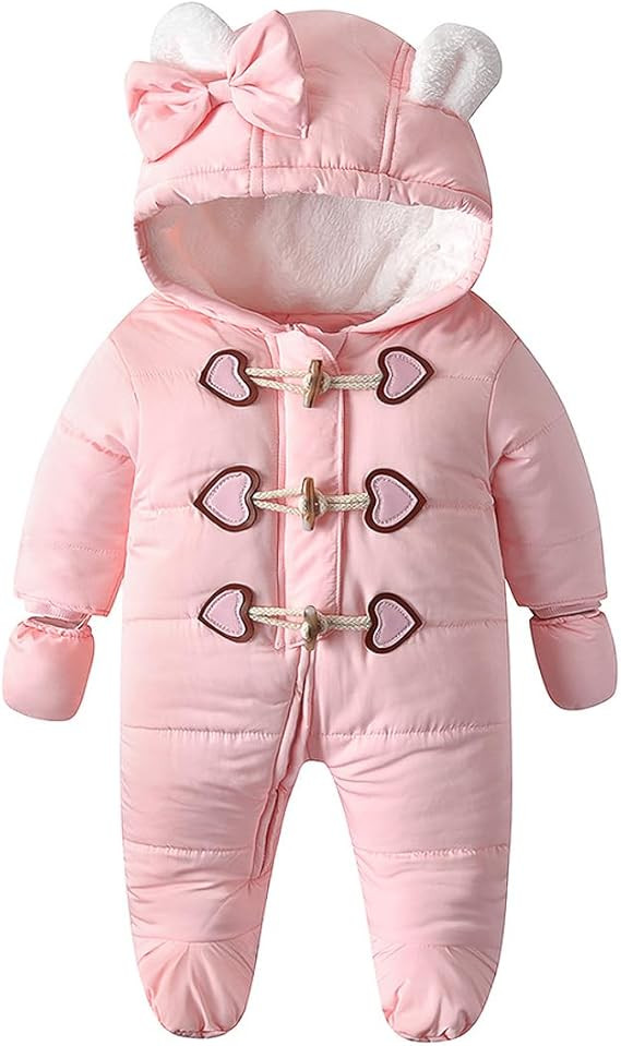 Simplee kids Baby Infant Boys Girls Snowsuit Winter Hooded Footed Warm Jumpsuit Outerwear with Gl... | Amazon (US)