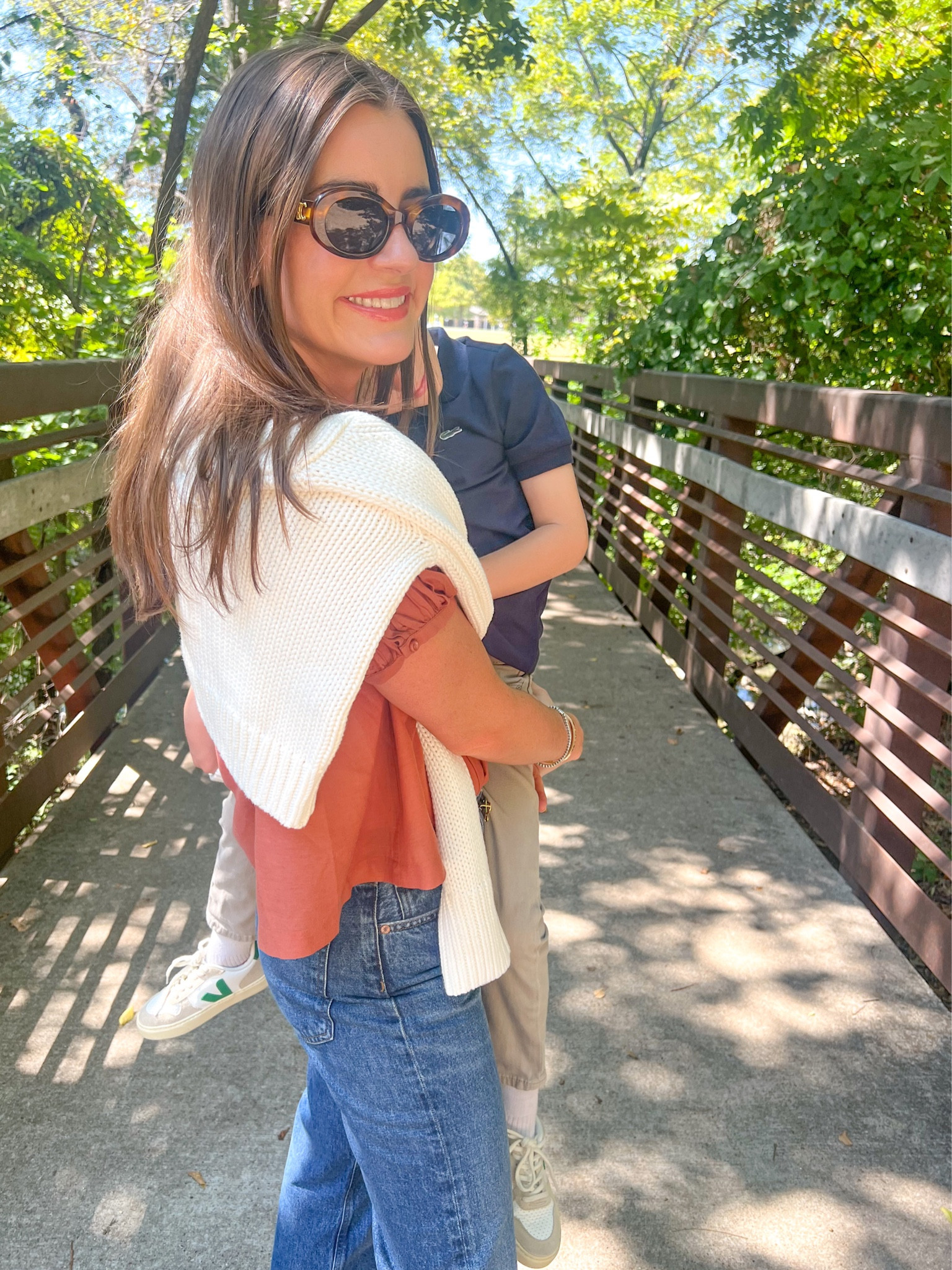 In the days I’m not in workout clothes for school drop-off/pick-up - I’m in this fall uniform: 
•Lived in jeans 
•Lightweight sweater 
•Comfy shoes 
•Chic accessories 

@saks has the best selection to choose from when choosing an easy to throw on fall uniform for school pick-up/drop-off #saks #sakspartner 

#LTKstyletip #LTKfamily #LTKSeasonal