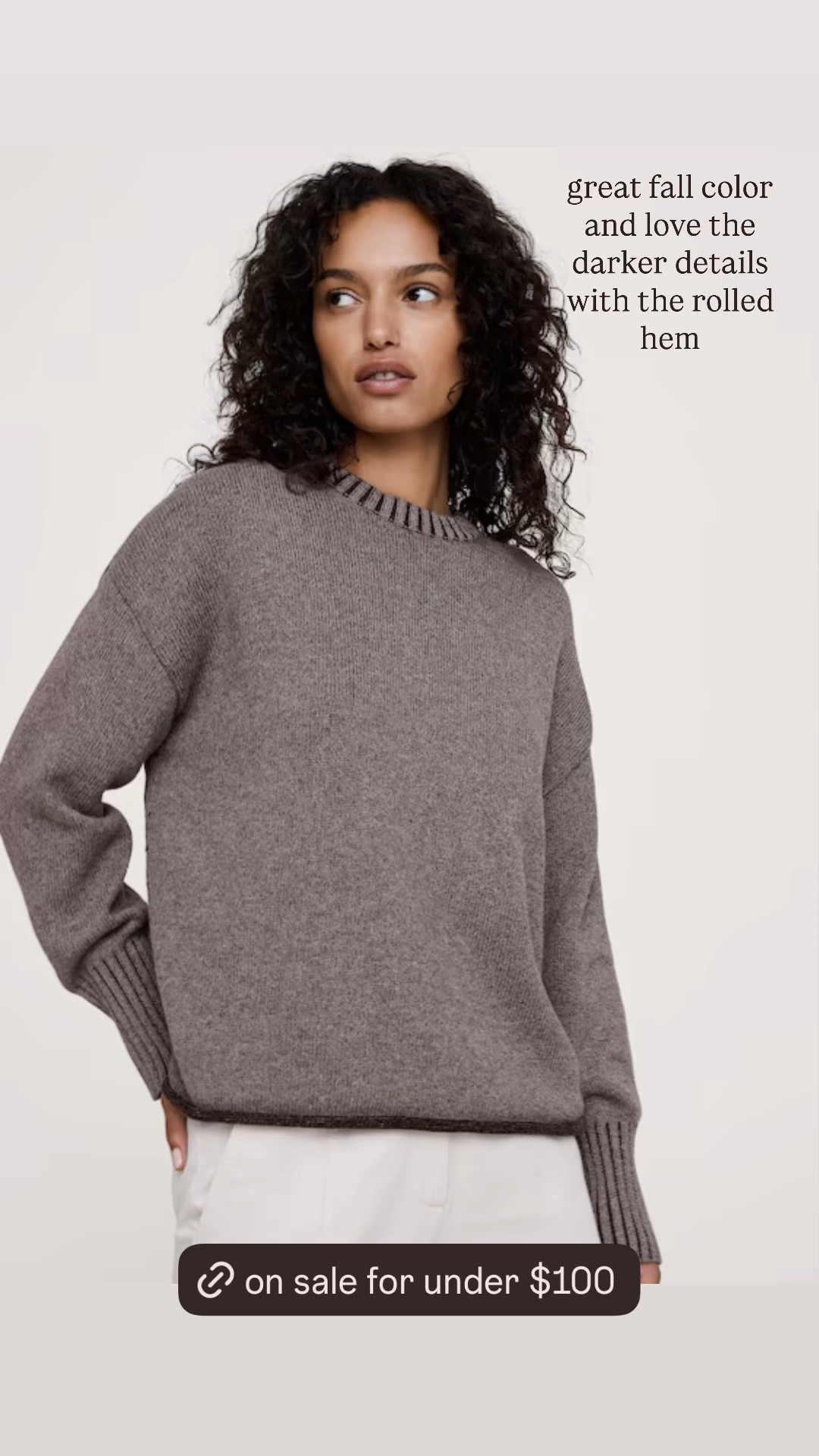 Wool/cotton sweater on sale for under $100. Love the contrasting color at the hems

#LTKSaleAlert