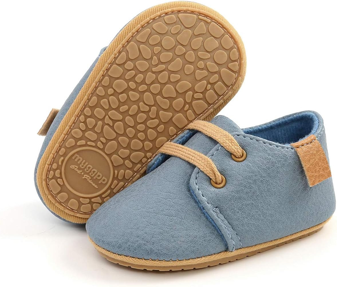 COSANKIM Baby Boys Girls Shoes Lace Up Leather Infant Sneakers Non Slip Rubber Sole Newborn Loafers  | Amazon (US)