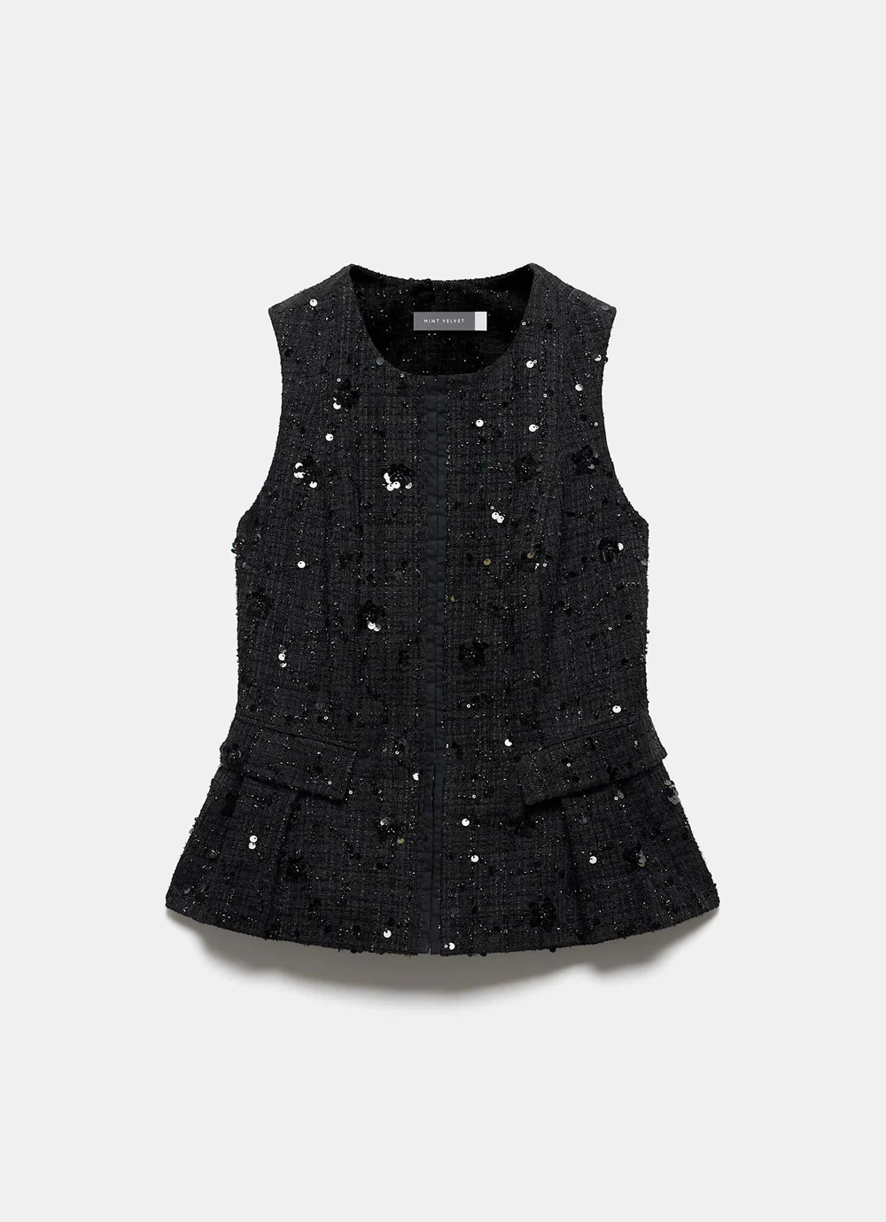 Black Embellished Backless Waistcoat | Mint Velvet